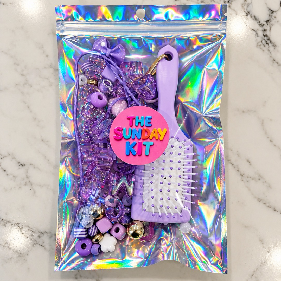 Purple Mini Brush & Bead Charm Kit